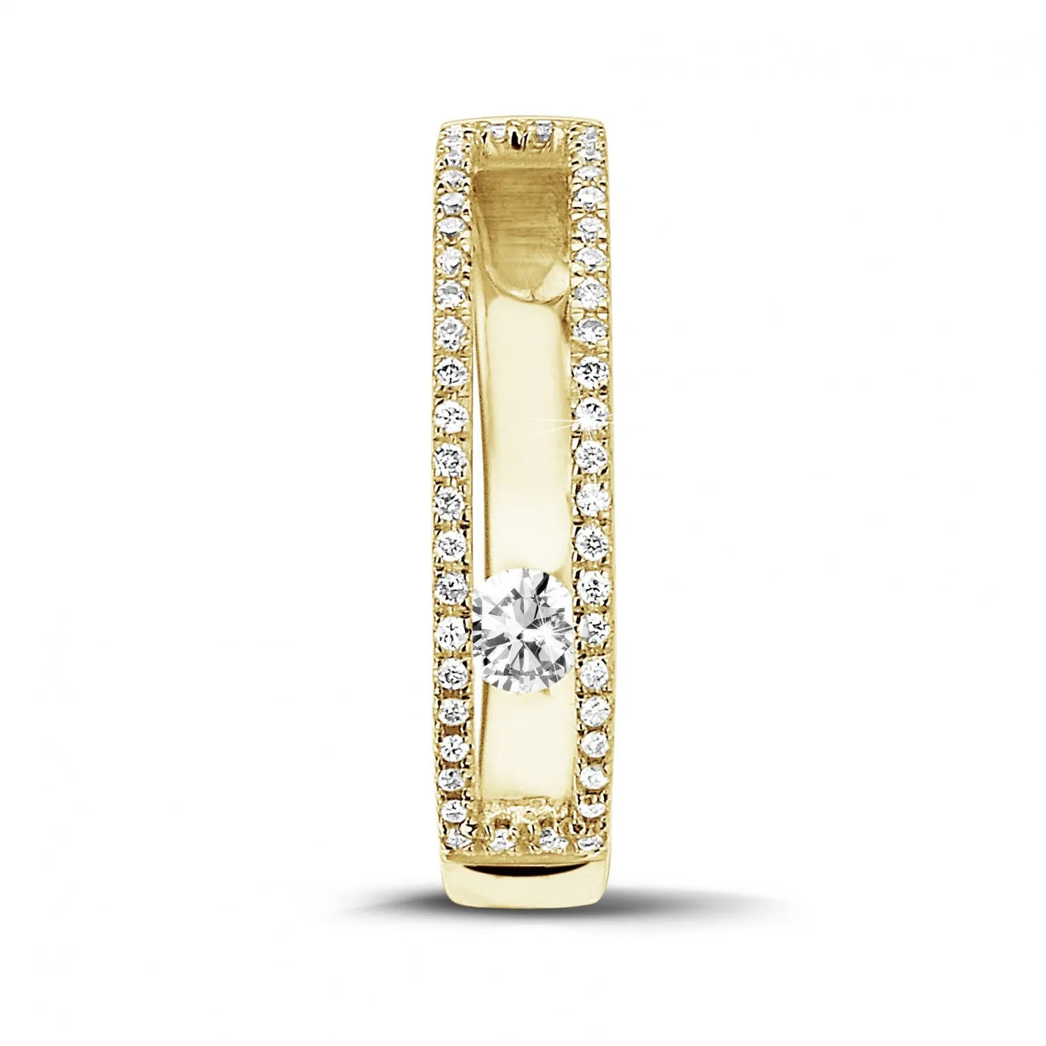 0.25 quilates anillo en oro amarillo con un diamante redondo flotante 