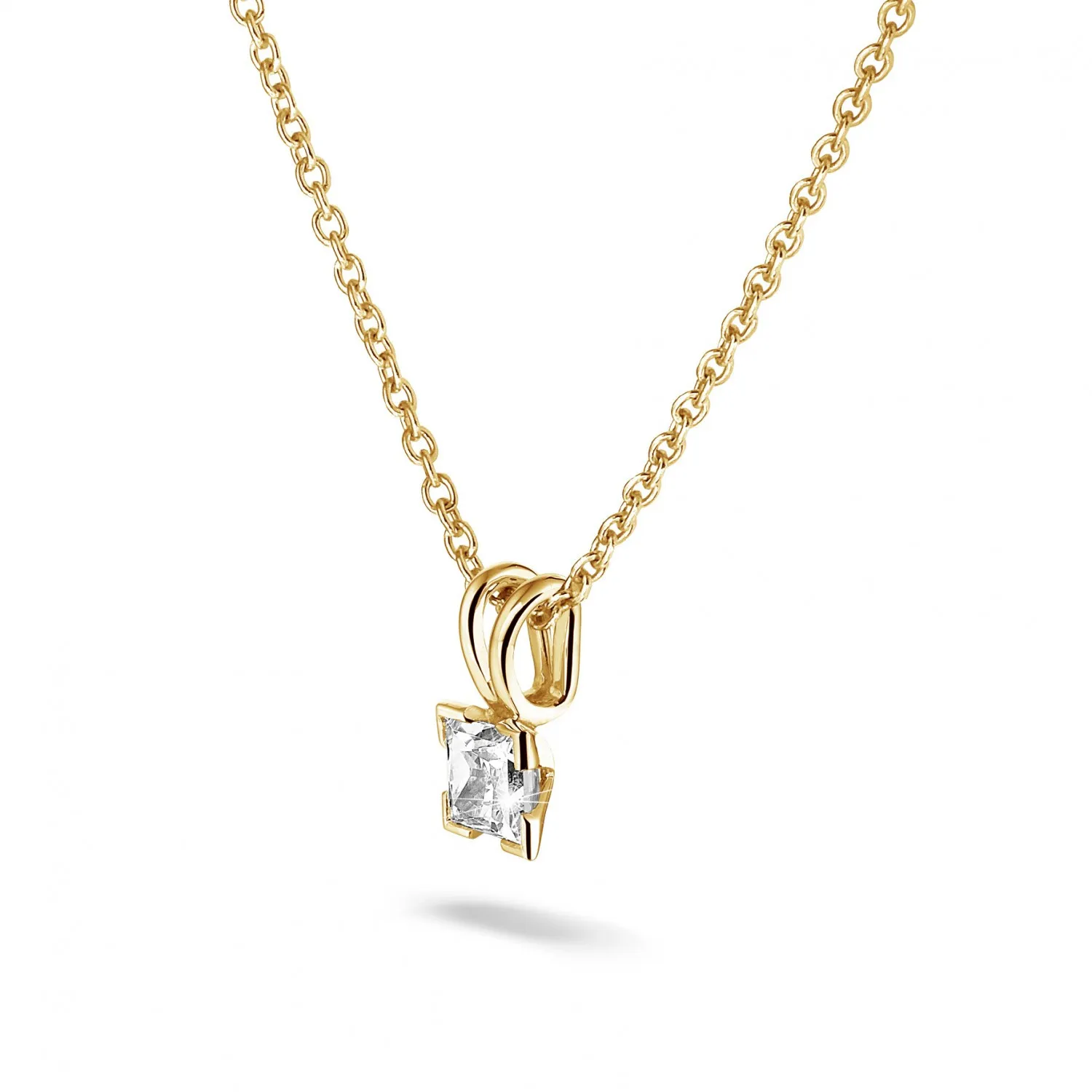 0.70 quilates colgante solitario en oro amarillo con diamante talla princesa 