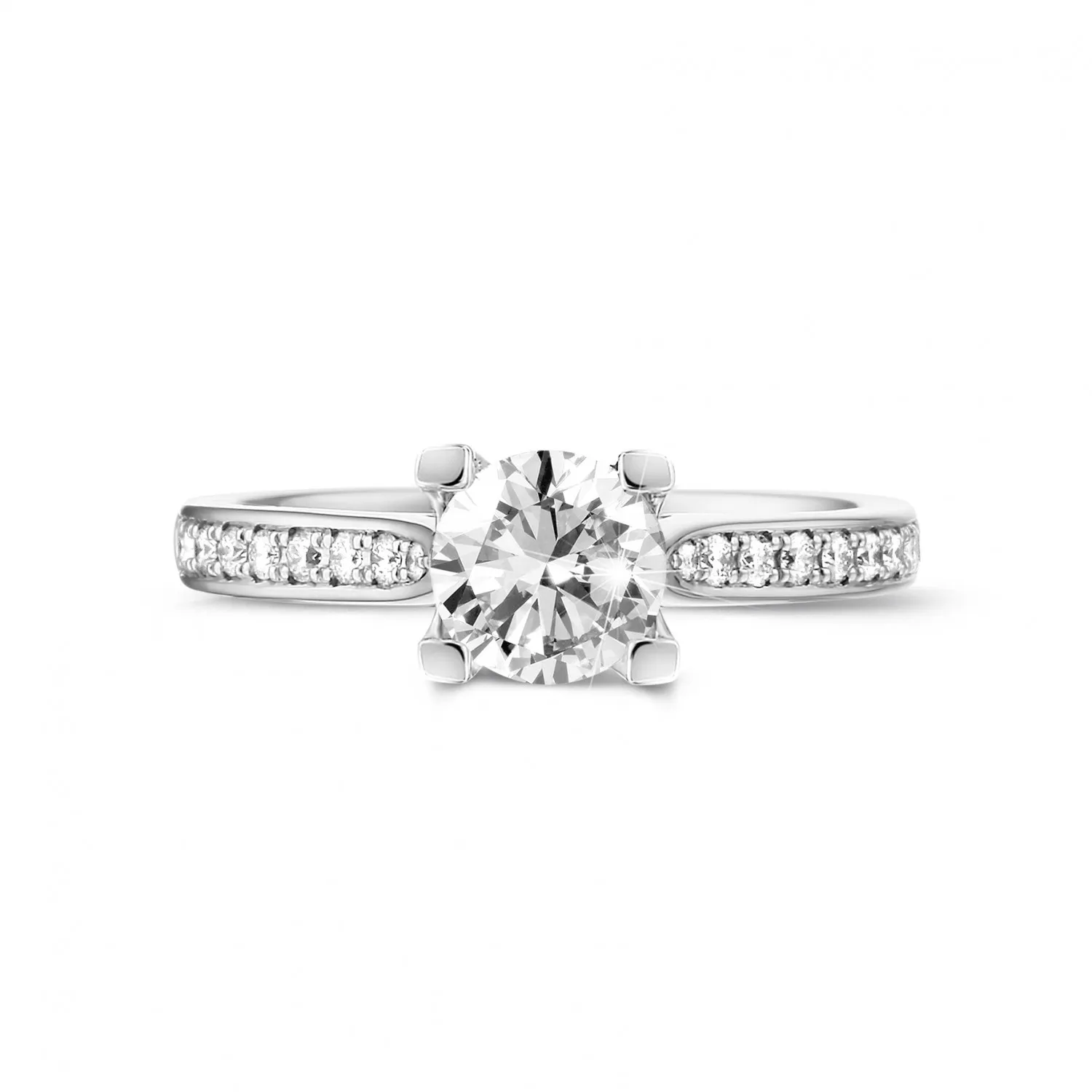 0.90 quilates anillo solitario diamante en platino con diamantes en los lados 