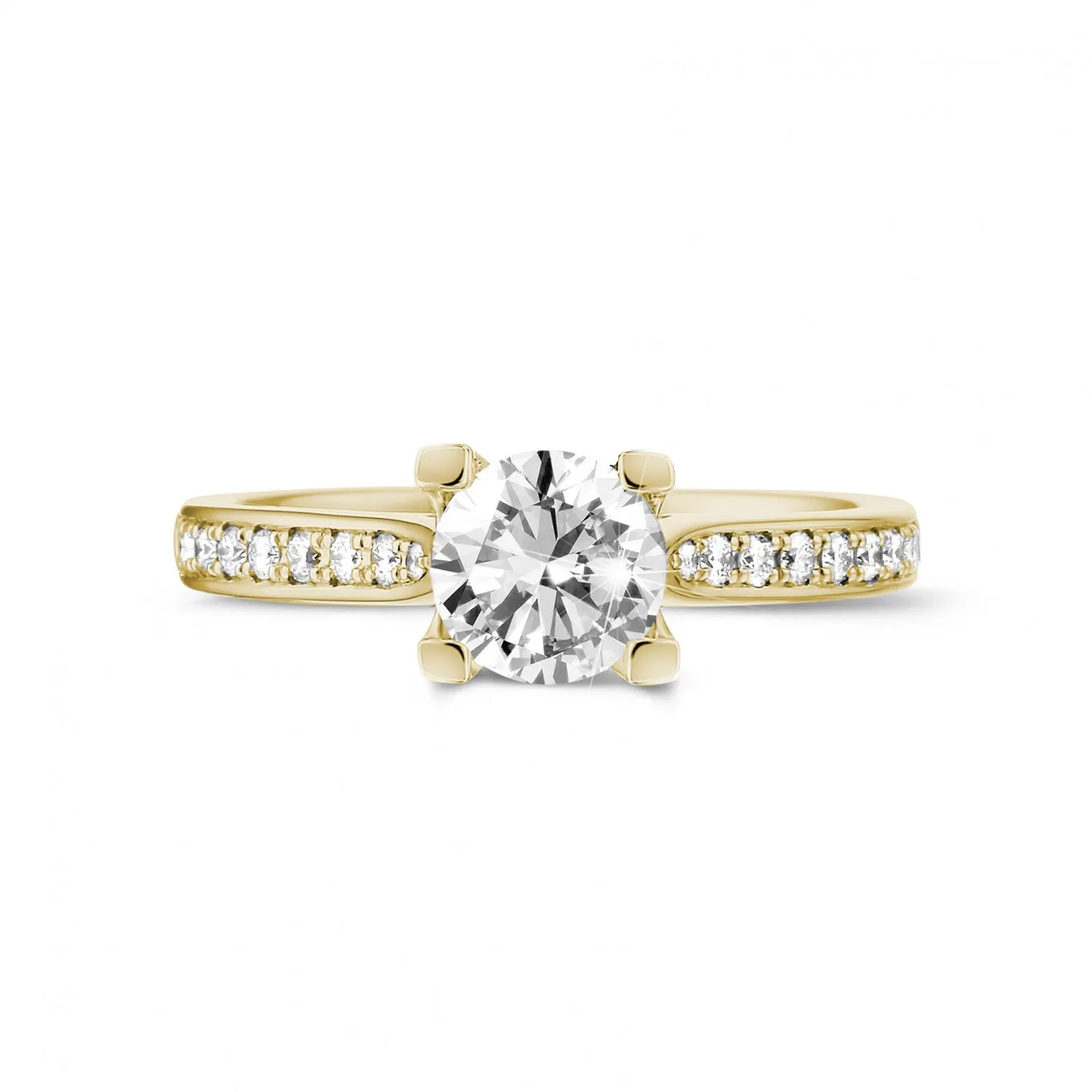 1.00 quilates anillo solitario diamante en oro amarillo con diamantes en los lados 