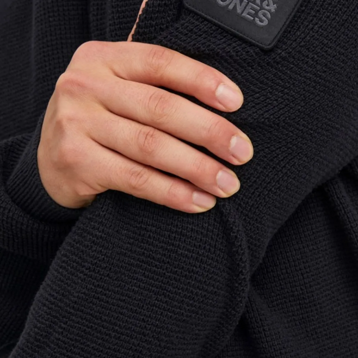 12213642 JCOCLASSIC WAFFLE KNIT ROLL NECK SN BLACK