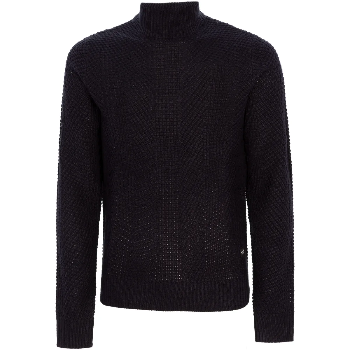 12225543 JWHSTANFORD KNIT ROLL  NECK BLACK NAVY