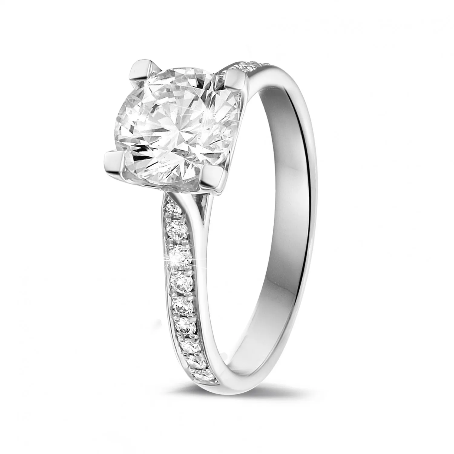 1.50 quilates anillo solitario diamante en platino con diamantes en los lados 