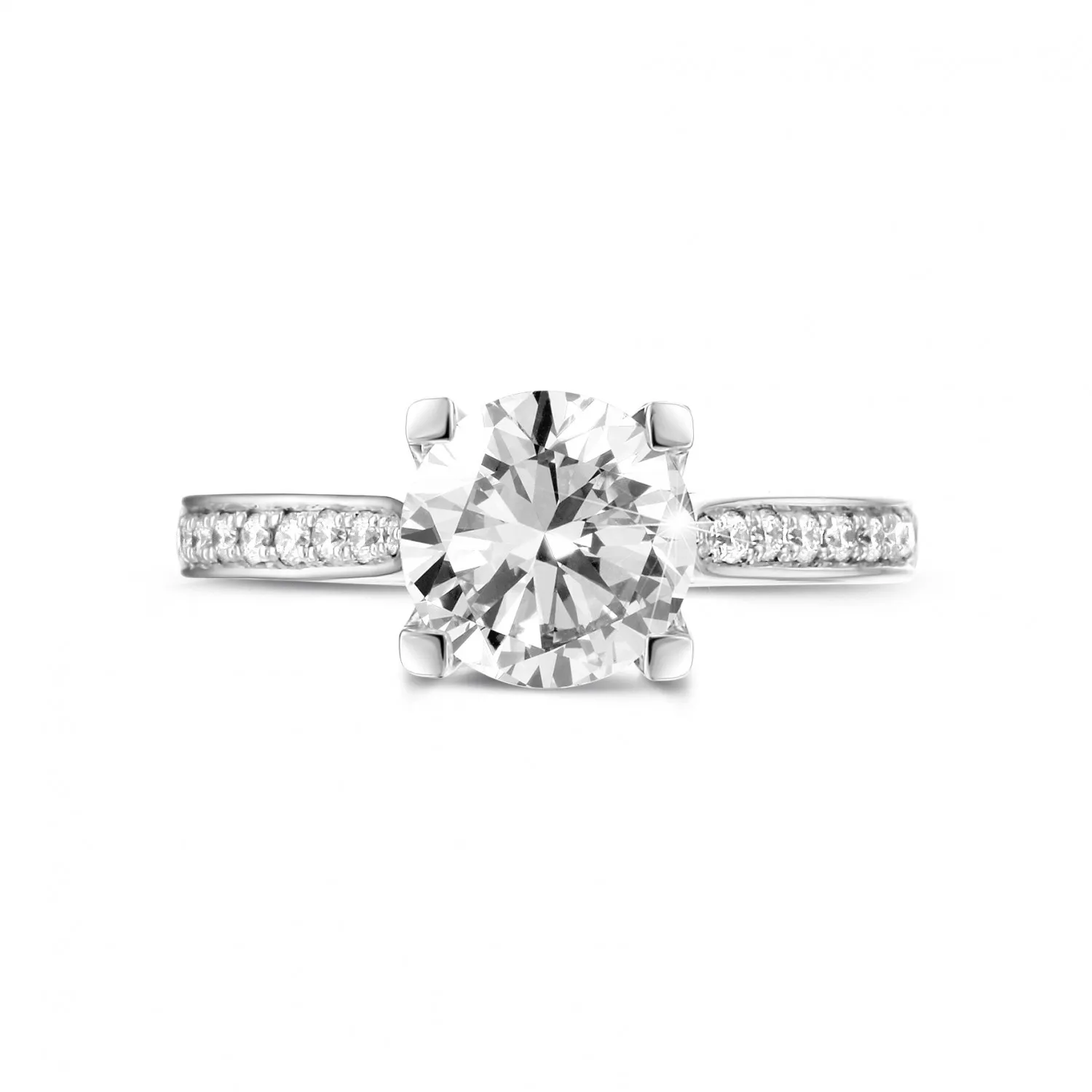 1.50 quilates anillo solitario diamante en platino con diamantes en los lados 