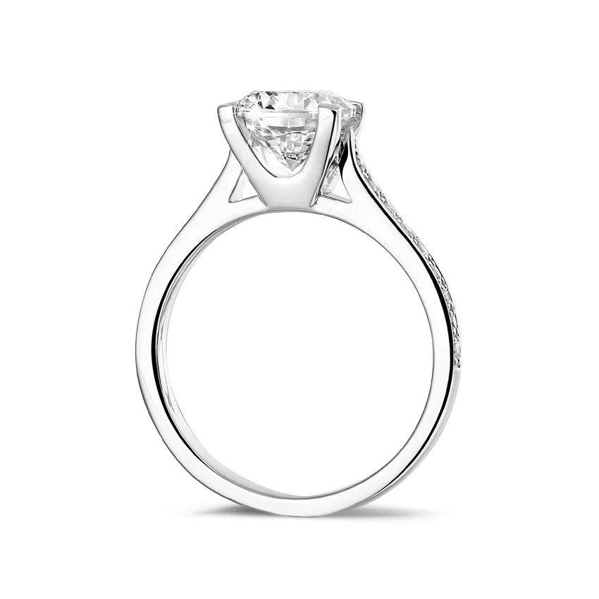 1.50 quilates anillo solitario diamante en platino con diamantes en los lados 
