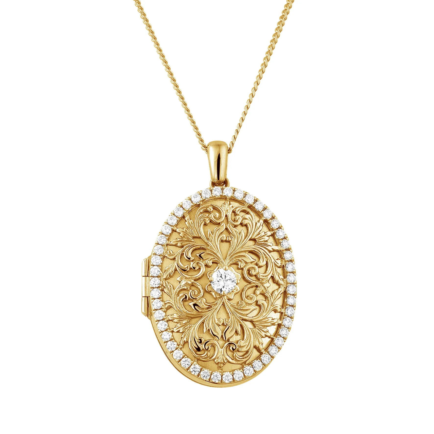 1.70 quilates medallón diseño con pequeños diamantes redondos en oro amarillo 