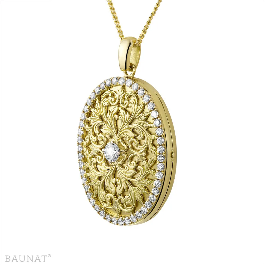 1.70 quilates medallón diseño con pequeños diamantes redondos en oro amarillo 