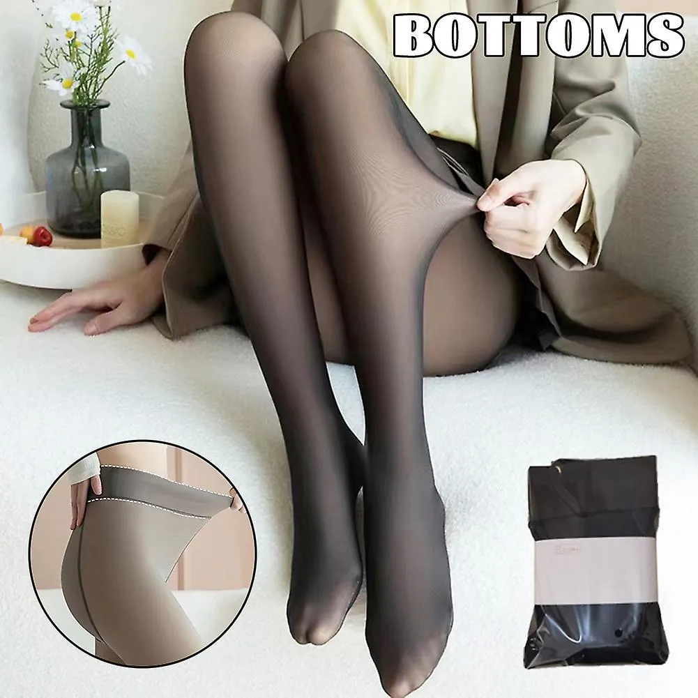50% Off Fake Translucent One Piece Pants Black Translucent Skin Bottoming Pants Winter Large Size Outside Wear Stewardess Gray P