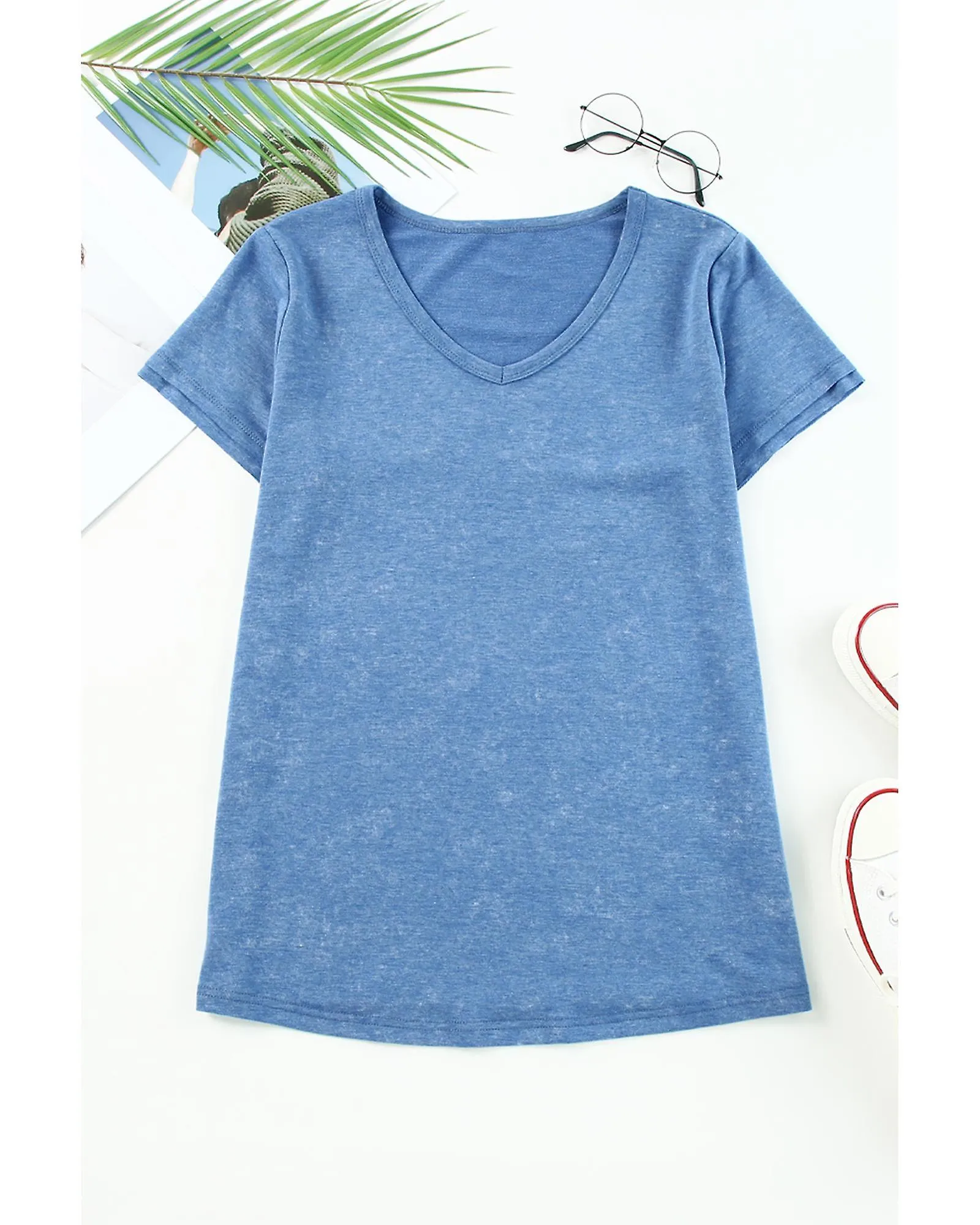 Azura Exchange  Mineral Washed V Neck Tee