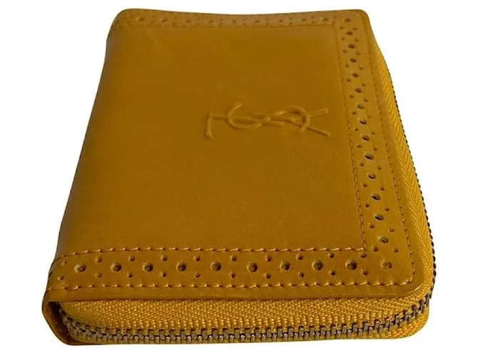 Billetera de cuero Yves Saint Laurent con cremallera, estuche para monedas de cuero en muy buen estado 