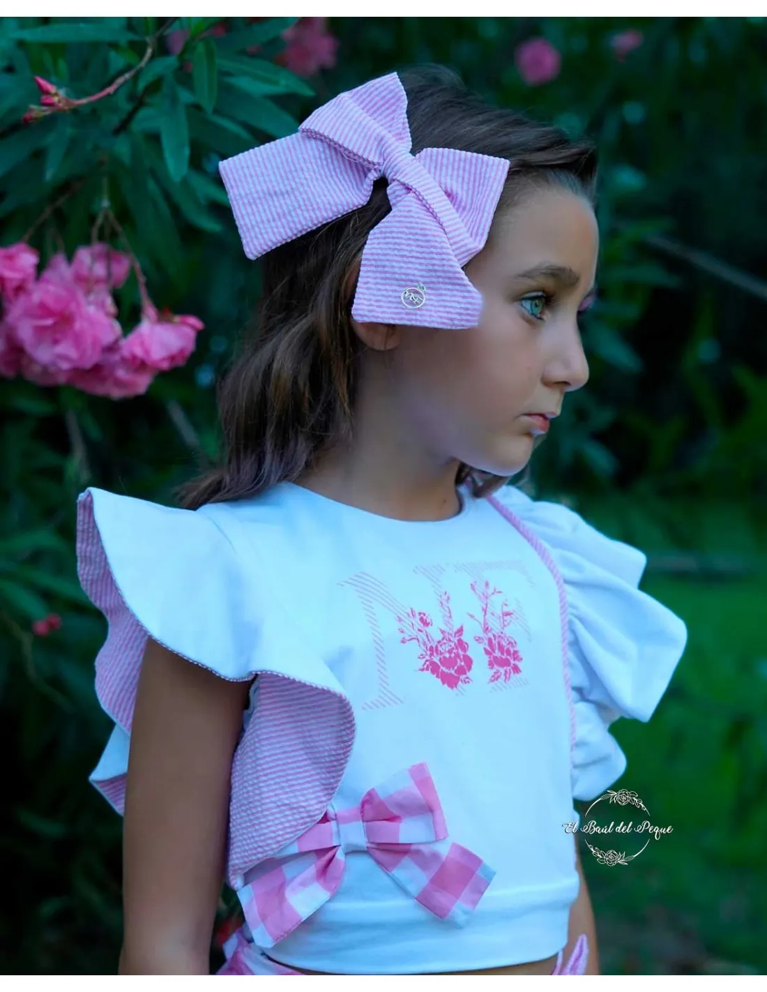 Bombacho y Chaleco Niña Vichy Rosa Noma Fernández Colección Agata