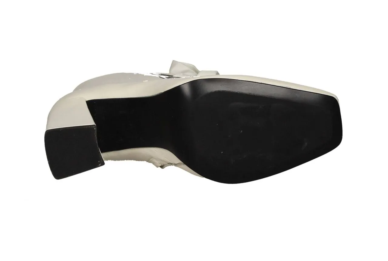 Botin Piel Blanco Cremallera Cordon Tercipelo Ojetes Grandes