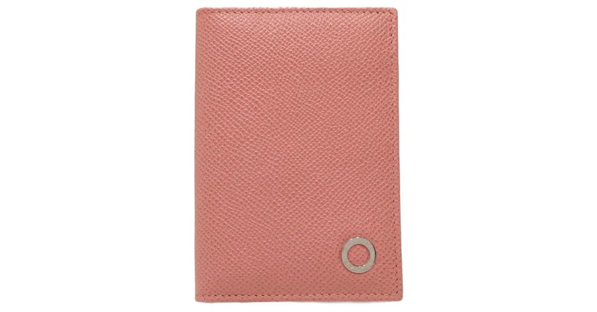 Bulgari Estuche de tarjetas de cuero rosa Bvlgari 