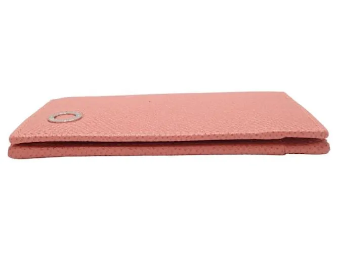 Bulgari Estuche de tarjetas de cuero rosa Bvlgari 