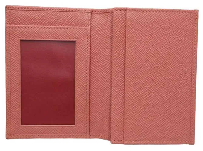 Bulgari Estuche de tarjetas de cuero rosa Bvlgari 