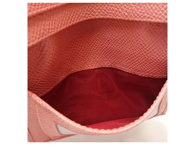 Bulgari Estuche de tarjetas de cuero rosa Bvlgari 