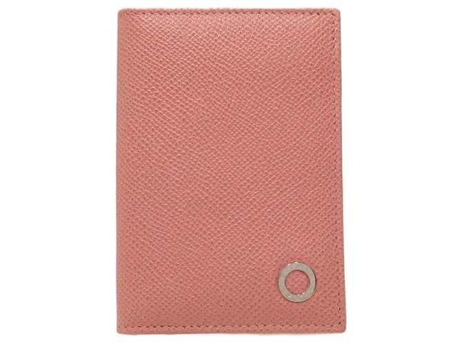 Bulgari Estuche de tarjetas de cuero rosa Bvlgari 