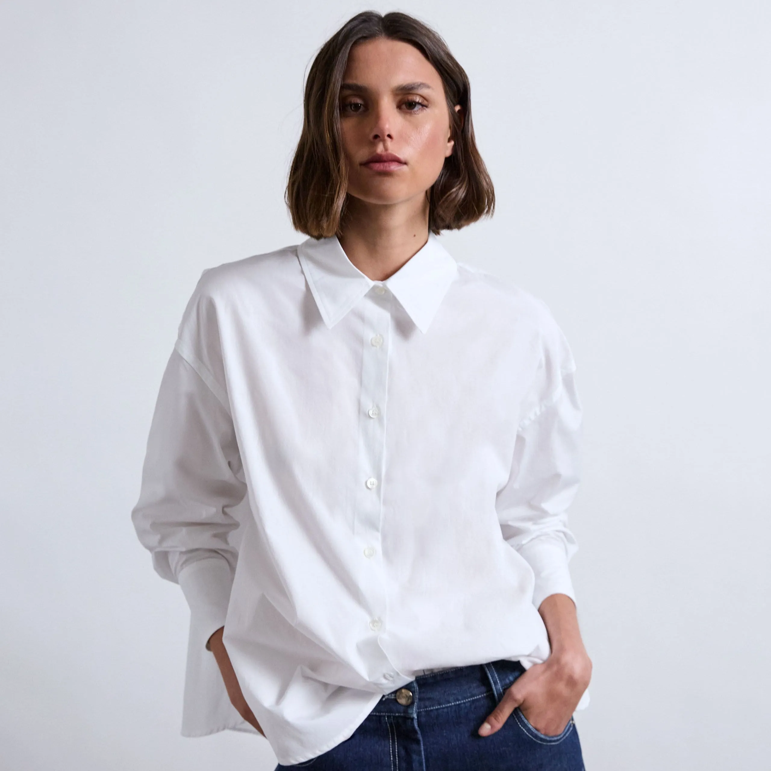 CAMISA CAPA EN POPELÍN DE LEBOR GABALA  GRIS