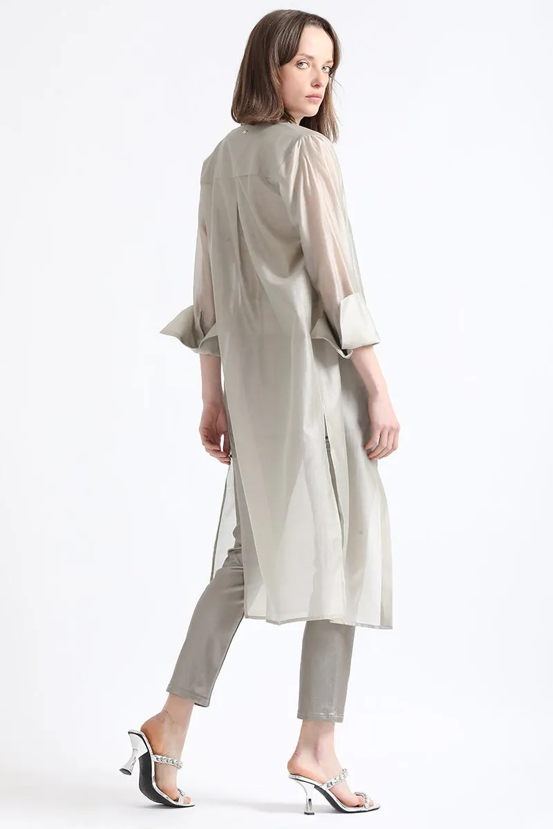 CAMISA LARGA GASA FANTASIA, BEIGE
