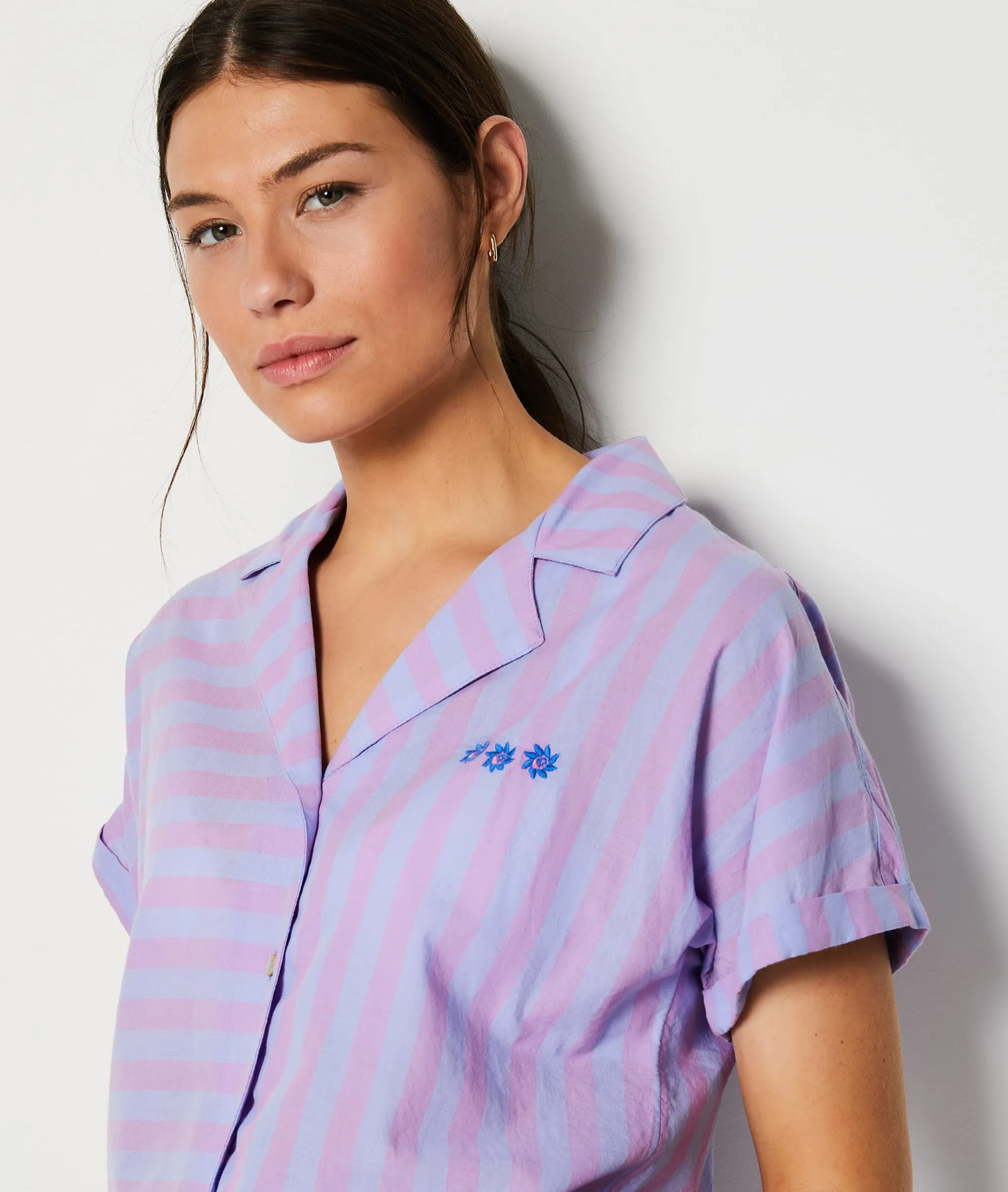 CAMISA PIJAMA ESTAMPADO DE RAYAS BELLA VIOLET  ETAM