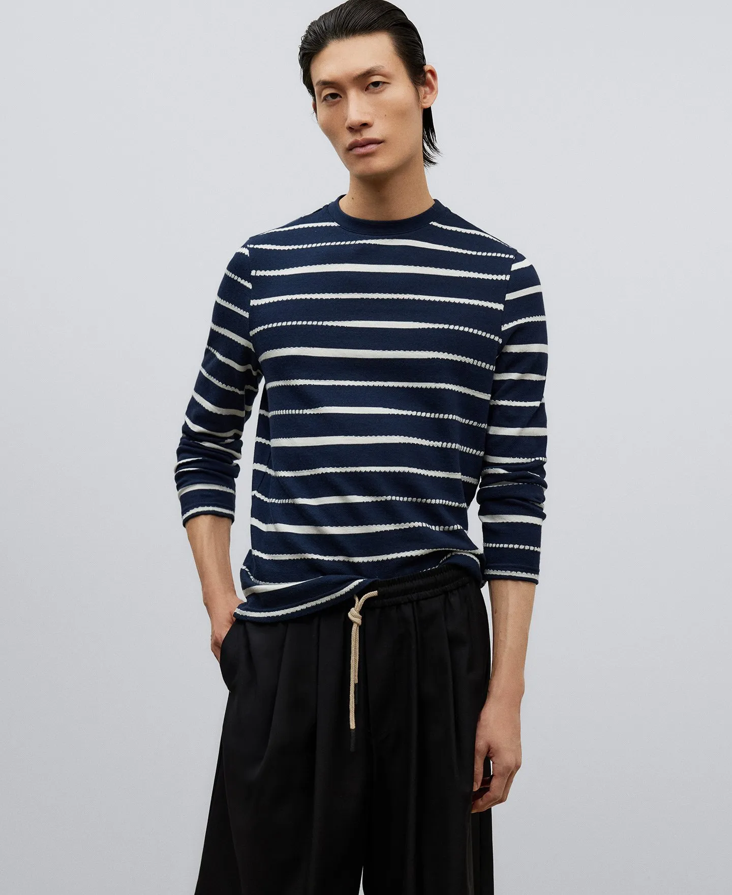 Camiseta rayas manga larga hombre