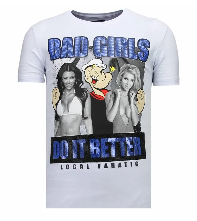 CAMISETAS  BAD GIRLS DO IT BETTER  RHINESTONE CAMISETAS   BLANCO