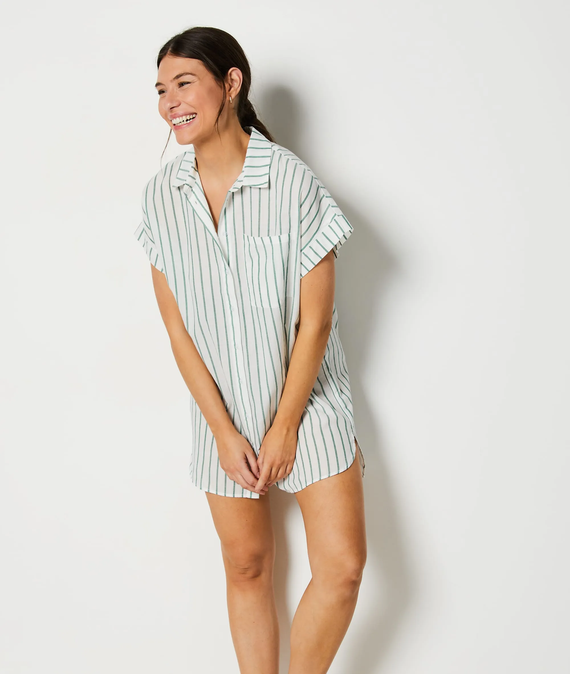 CAMISóN ESTAMPADO DE RAYAS CADIE BLANC  ETAM