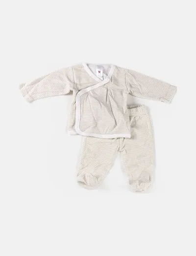 C&A Pijama beige estampado rayas