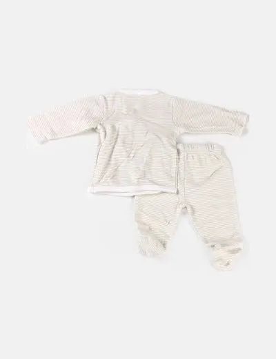 C&A Pijama beige estampado rayas
