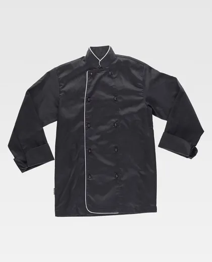 Chaqueta de cocina con vivos a contraste Negro / Blanco