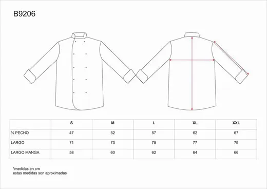 Chaqueta de cocina con vivos a contraste Negro / Blanco