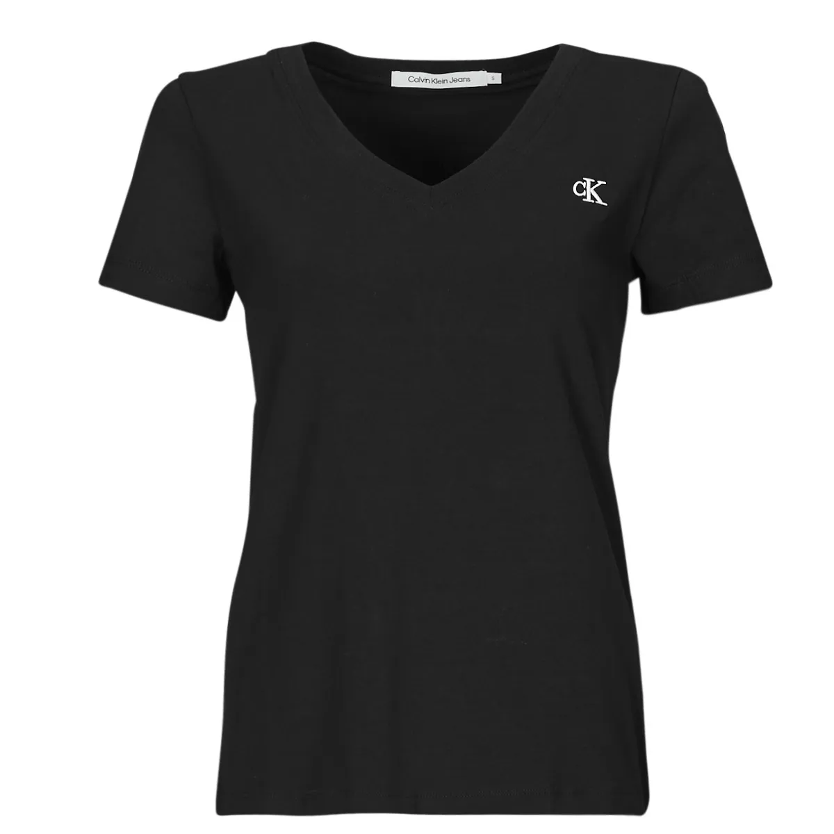 CK EMBROIDERY STRETCH VNECK