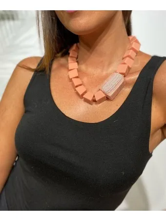 Collar Abalorios CUBES Rosa 52
