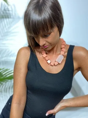 Collar Abalorios CUBES Rosa 52