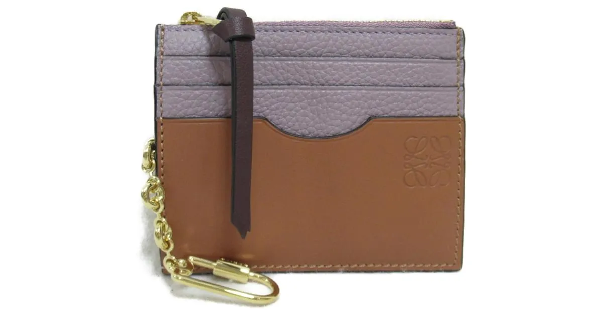 Estuche de tarjetas de visita de cuero Loewe Castaño Púrpura 