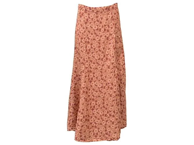 Falda Midi Pascaline con Estampado Floral Sandro Paris en Twill Naranja 