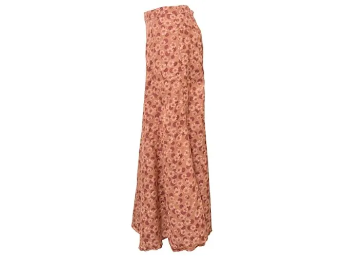 Falda Midi Pascaline con Estampado Floral Sandro Paris en Twill Naranja 