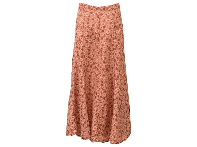 Falda Midi Pascaline con Estampado Floral Sandro Paris en Twill Naranja 