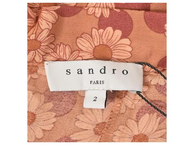 Falda Midi Pascaline con Estampado Floral Sandro Paris en Twill Naranja 