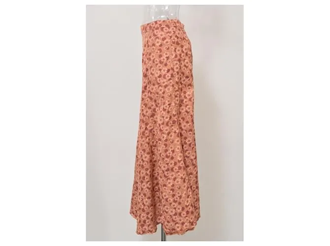 Falda Midi Pascaline con Estampado Floral Sandro Paris en Twill Naranja 