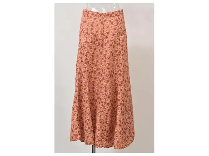 Falda Midi Pascaline con Estampado Floral Sandro Paris en Twill Naranja 