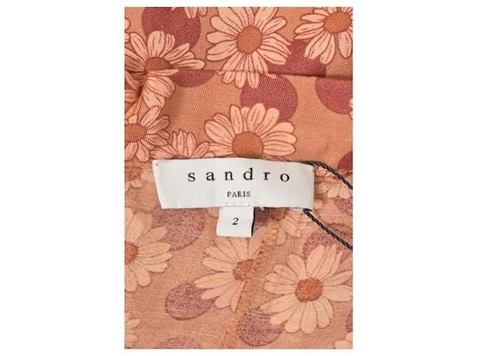 Falda Midi Pascaline con Estampado Floral Sandro Paris en Twill Naranja 