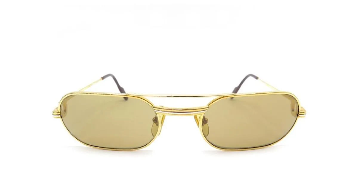 GAFAS DE SOL CARTIER TRINITY EN METAL DORADO + ESTUCHE DE GAFAS DE SOL DORADO 