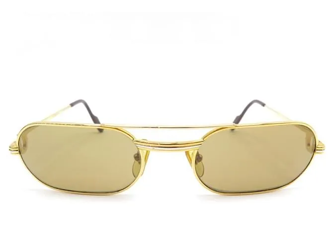 GAFAS DE SOL CARTIER TRINITY EN METAL DORADO + ESTUCHE DE GAFAS DE SOL DORADO 
