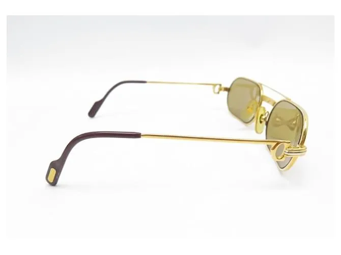 GAFAS DE SOL CARTIER TRINITY EN METAL DORADO + ESTUCHE DE GAFAS DE SOL DORADO 