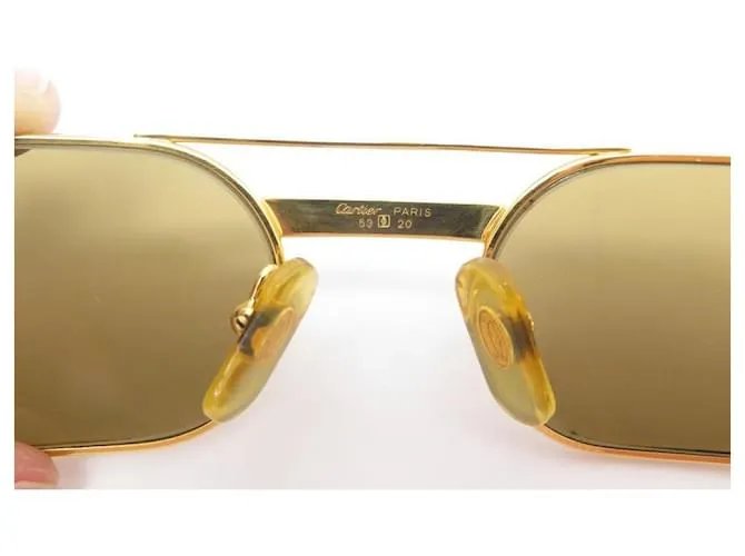 GAFAS DE SOL CARTIER TRINITY EN METAL DORADO + ESTUCHE DE GAFAS DE SOL DORADO 