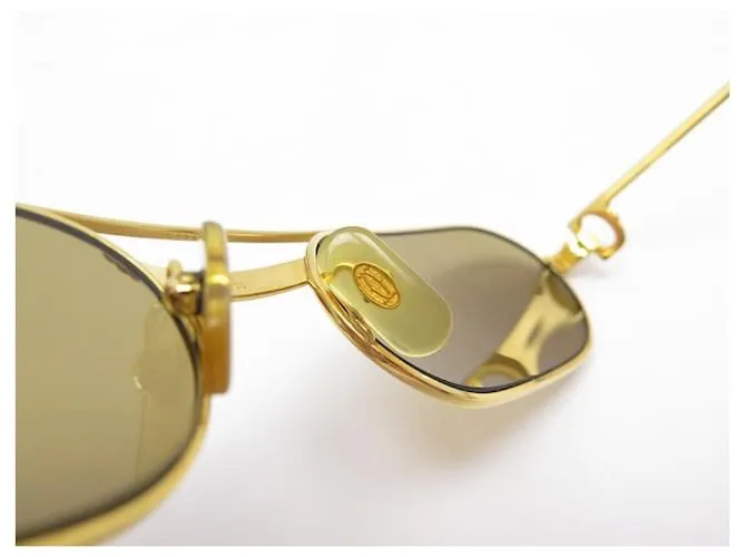 GAFAS DE SOL CARTIER TRINITY EN METAL DORADO + ESTUCHE DE GAFAS DE SOL DORADO 