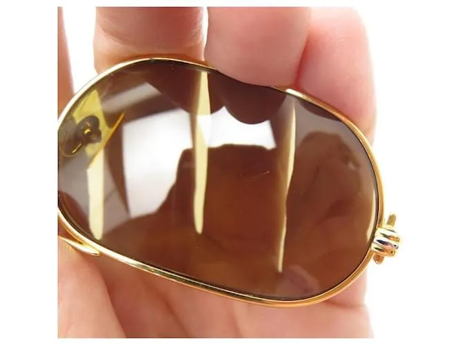 GAFAS DE SOL CARTIER TRINITY EN METAL DORADO + ESTUCHE DE GAFAS DE SOL DORADO 