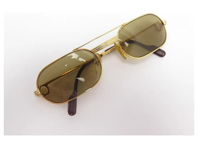 GAFAS DE SOL CARTIER TRINITY EN METAL DORADO + ESTUCHE DE GAFAS DE SOL DORADO 