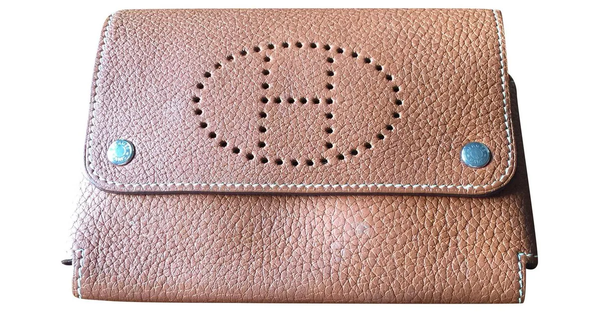 Hermès Estuche para tarjetas o gafas Caramelo 
